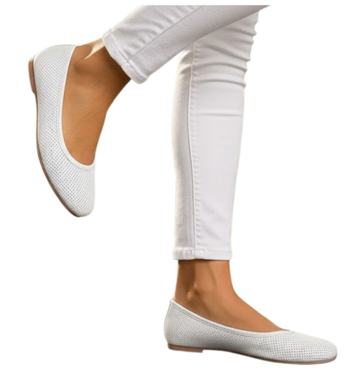 Ażurowe balerinki białe /A2-2 +h2 11274 T191/