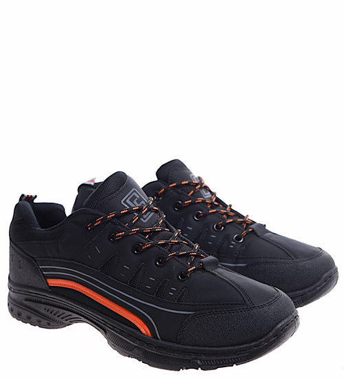 Sznurowane męskie buty trekkingowe Czarne /A8-1 10395 S393/