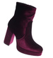 Welurowe botki damskie na platformie Wine /J6-3 H2 18393 G284/