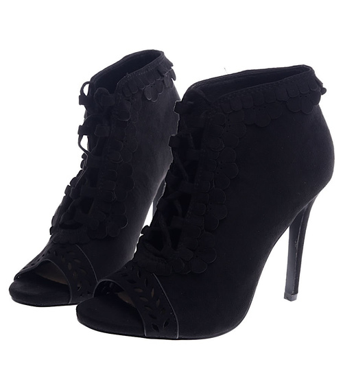 Czarne damskie sandały na szpilce /F3-2 13165 T298/