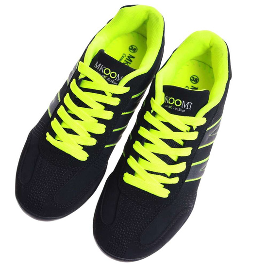 Wiązane damskie czarno zielone buty sportowe /E4-3 h2 15055 S146/