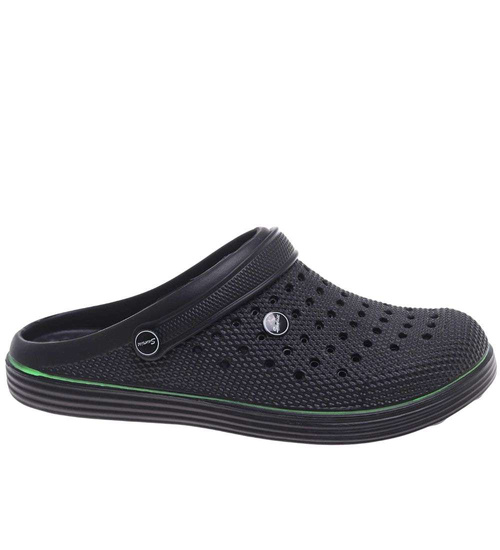 Kryte czarne klapki męskie z paskiem /H2 18647 T135/