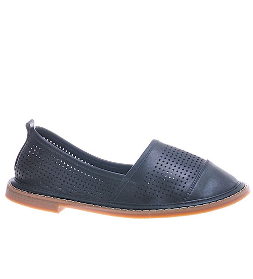 Ażurowe czarne półbuty damskie /G4-1 11316 T049/