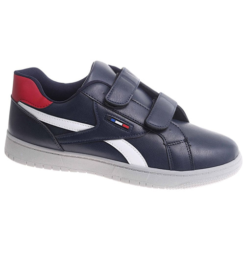 Wygodne granatowe trampki męskie na rzepy /A9-1 17779 T287/