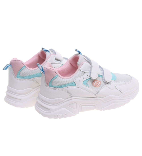 Buty sportowe na rzepy z pastelowymi wstawkami /A7-1 18838 T266/
