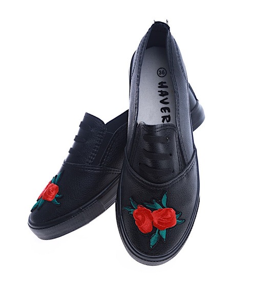 Wsuwane czarne trampki slip on /F7-2 13973 S178/