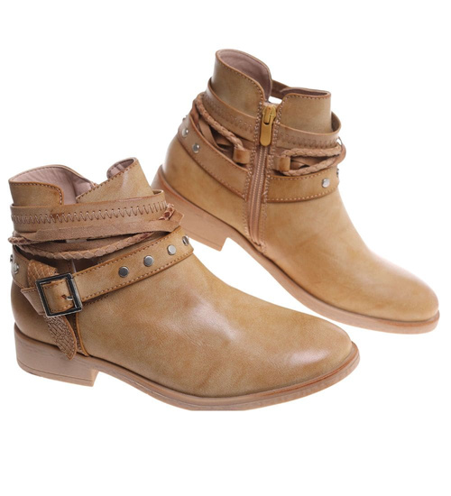 Żółte damskie botki z wyciętą cholewką /C1-3 18513 T198/