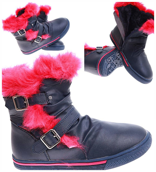 Botki ocieplane granatowe dziewczęce /B7-2 17003 T145/