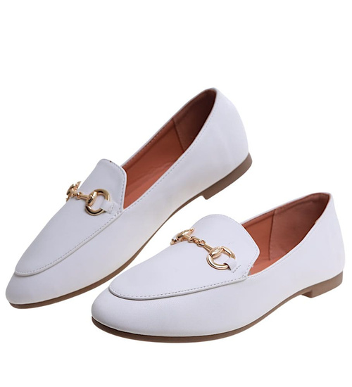 Wsuwane białe baleriny lordsy /C6-3 17198 G18-45/