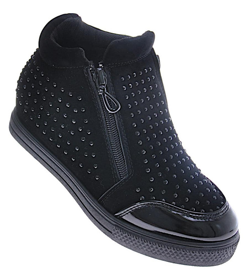 Czarne dziewczęce sneakersy z cekinami /B5-3 10966 T189/