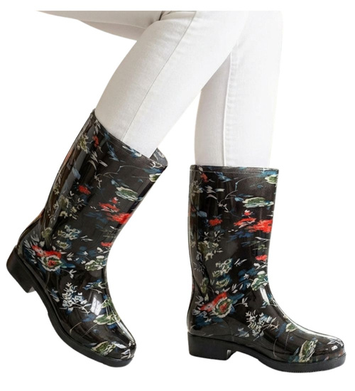 Kalosze gumiaki damskie w kwiaty /A1-1 14709 T328/