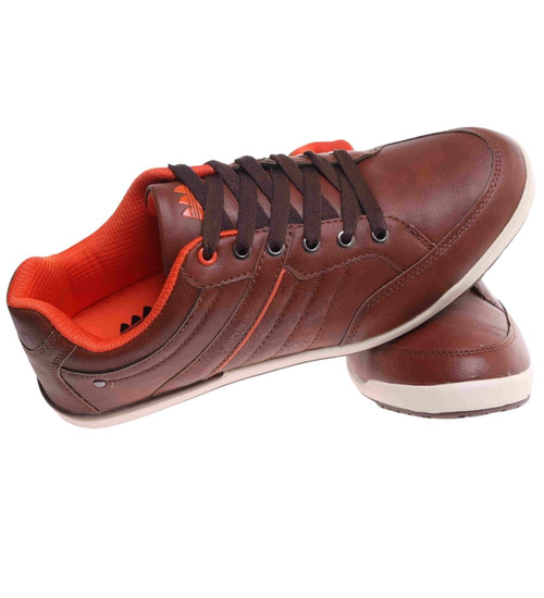 Brązowe niskie trampki męskie /B4-3 18065 T239/