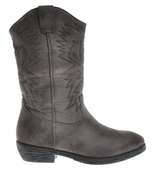 Kowbojki damskie ocieplane Szare /A1-2 10152 T296/