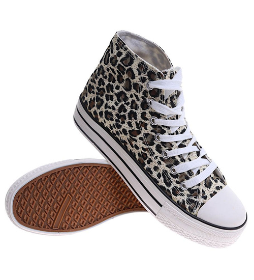 Wysokie trampki damskie na platformie Panterka /D9-2 16741 G9-84/