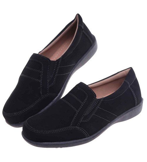 Czarne płaskie półbuty damskie /G2-2 18104  T237/