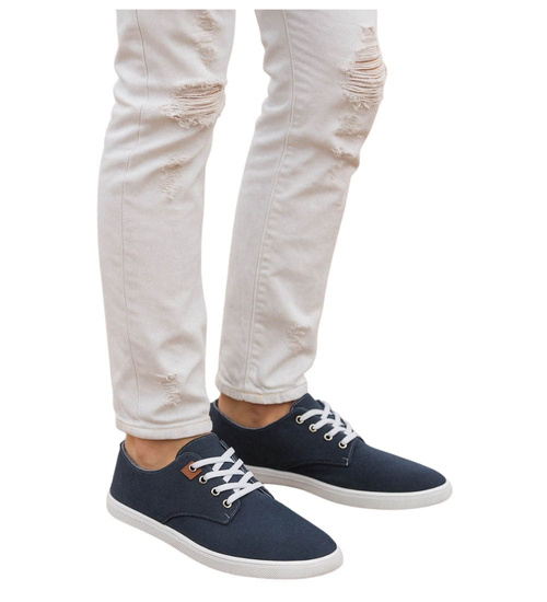 Granatowe sznurowane trampki męskie /e2-2 3502 T450/