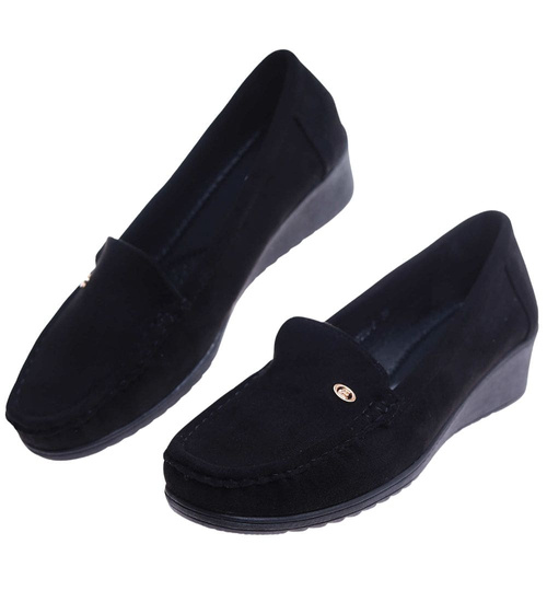 Czarne czółenka na niskim koturnie /F6-3 17666 W333/