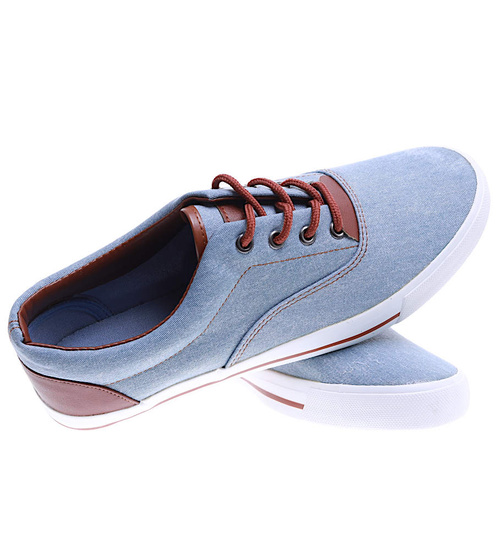 Casualowe męskie trampki z wiązaniami Blue /G2-2 3740 B S199/