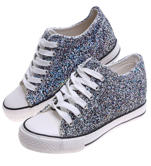 Czarne trampki sneakersy na niskim koturnie /J4-3 16613 T094/