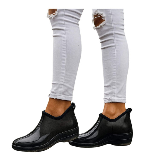 Damskie czarne kalosze z krótką cholewką /G2-1 18251 T392/