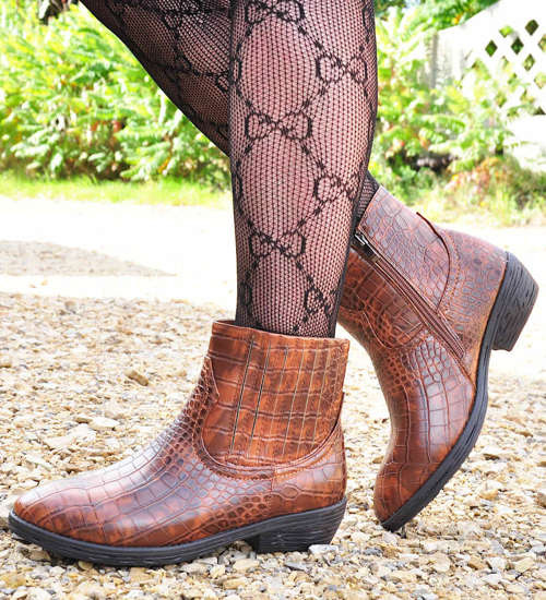 Kobiece botki sztyblety Brązowe /A5-2 12575 S290/ Kobiece botki sztyblety Brązowe /A5-2 12575 S290/