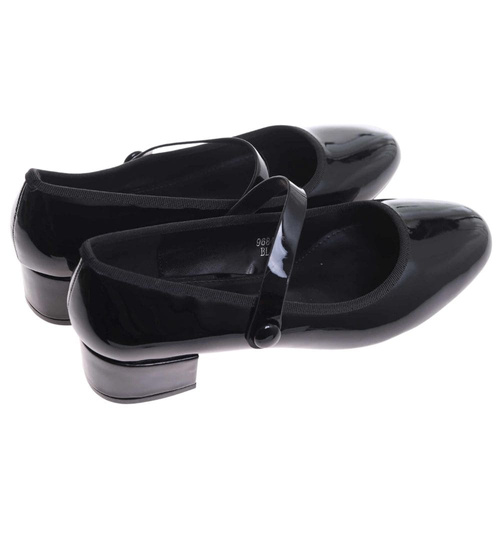 Czarne czółenka z paskiem na niskim obcasie /C2-2 17731 W187/