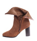 Karmelowe eleganckie botki na obcasie /C3-2 18411 W385/