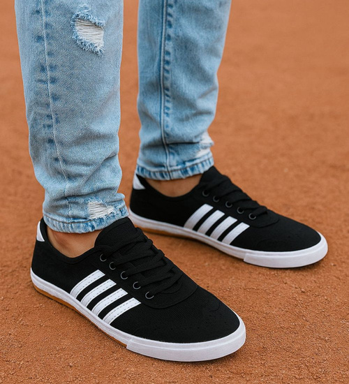 Czarne trampki halówki męskie Duże rozmiary /D3-1 18084 T230/