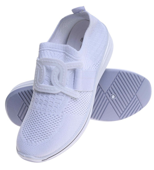 Damskie buty sportowe wsuwane białe sneakersy /C4-1 17112 W102 +h2/