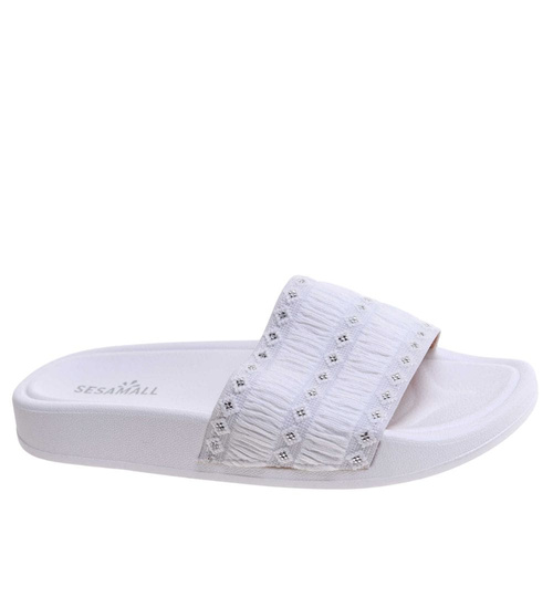 Białe plażowe klapki damskie /C4-1 17721 G1/