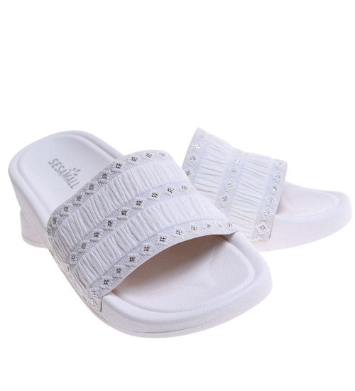 Białe plażowe klapki damskie /C4-1 17721 G1/