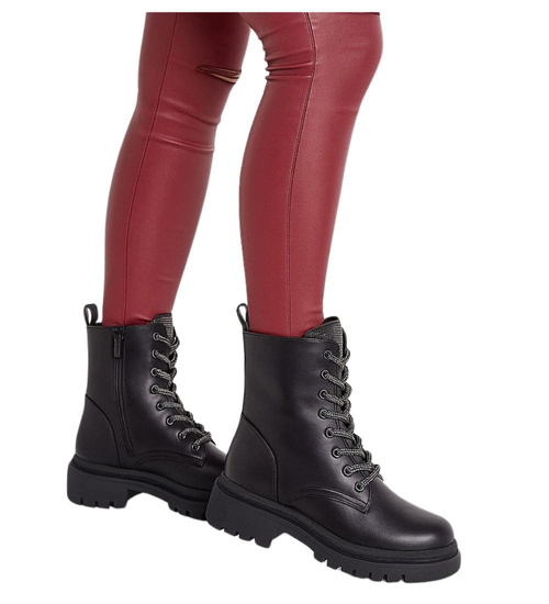 Botki trapery sznurowane z futerkiem /B1-1 18177 T434/