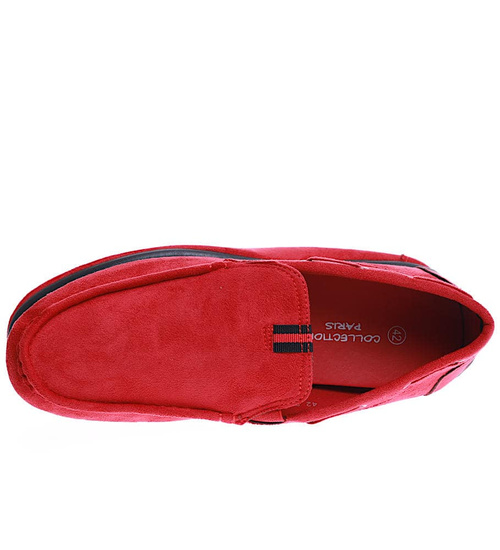 Czerwone męskie mokasyny półbuty z zamszu /D6-1 15633 T250/