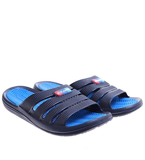 Plażowe wodoodporne granatowo niebieskie klapki męskie /G1-1 16533 T125/