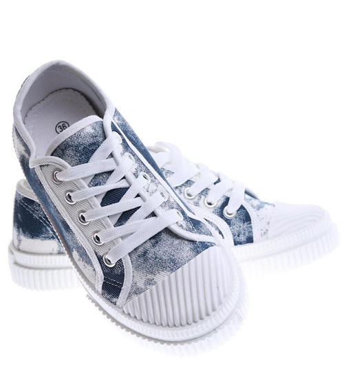 Sznurowane nakrapiane trampki damskie /C2-2 15030 T165/