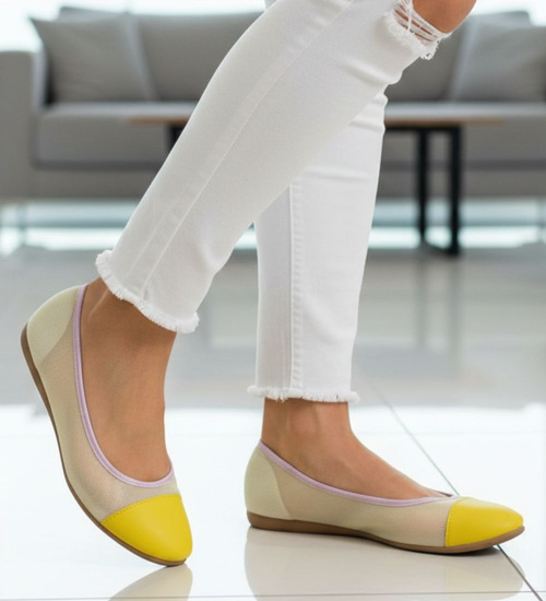 Żółte balerinki w casualowym stylu //G3-1 8392 S098/