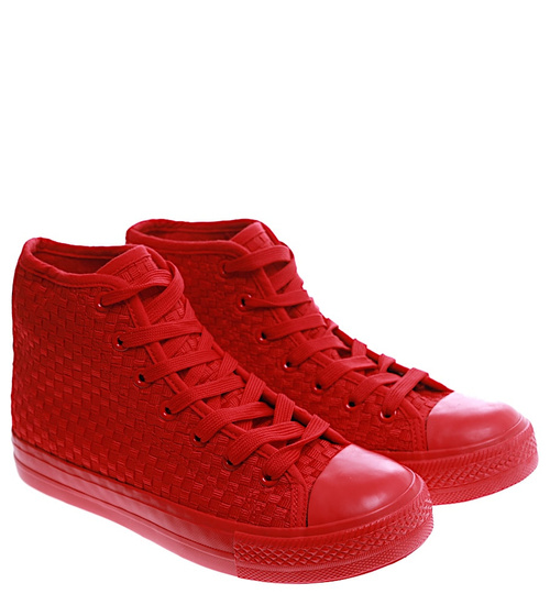 Wysokie czerwone trampki damskie /G13-1 16735 G9-84/