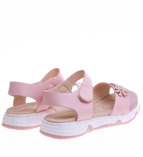 Różowe sandałki dziewczęce z rzepami /E5-2 16384 T286/