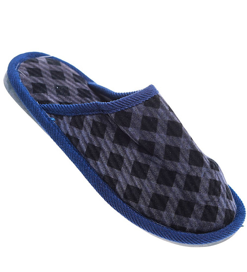 Granatowe kapcie chłopięce z miękkiego materiału /G9-1 16185 T00-3/