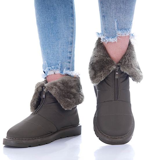 Zielone kozaki śniegowce z futerkiem /G2-2 17012 G284/