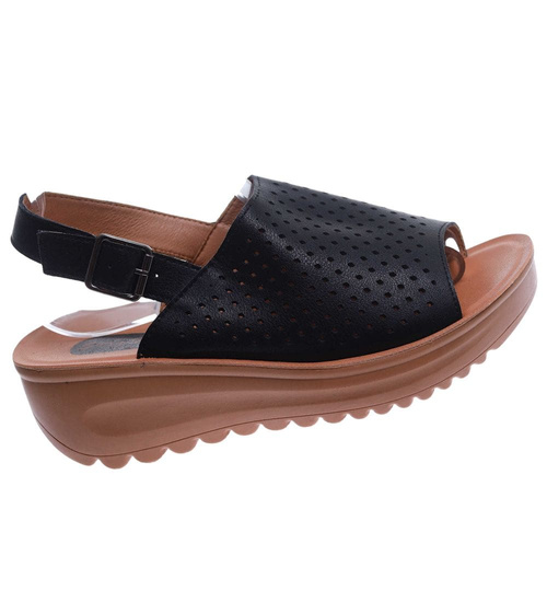 Czarne damskie sandały na platformie /C7-2 17609 T233/