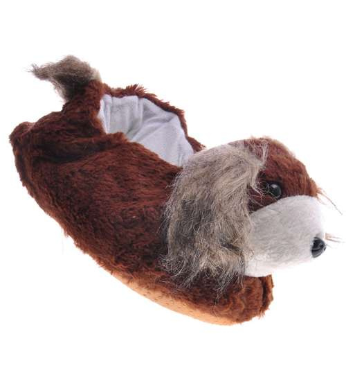 Ciemno brązowe kapcie pieski- na prezent /B6-1 12976 S291/ Ciemno brązowe kapcie pieski- na prezent /B6-1 12976 S291/