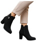 Eleganckie botki zimowe na obcasie czarne /C7-3 18571 W422/