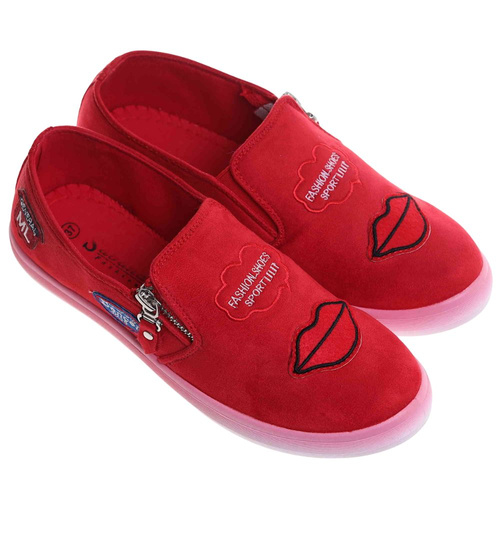 Zamszowe czerwone trampki slip on /D4-3 8425 S098/