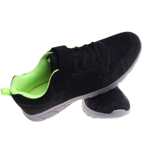 Czarne męskie buty sportowe sznurowane Duże rozmiary /C3-1 18118 T672/