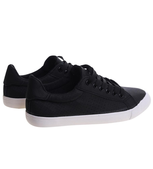 Czarne trampki damskie sznurowane /C6-2 12314 S197/