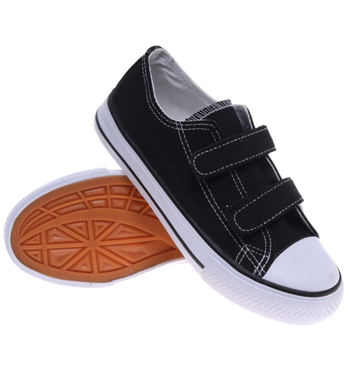 Czarne tenisówki dla dziewczynki na rzepy /E7-2 18637 T286/