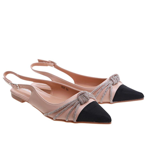 Płaskie sandały damskie z cyrkoniami /E10-2 12082 T296/