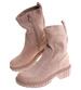 Beżowe ocieplane botki na platformie /C5-1 18172 T432/
