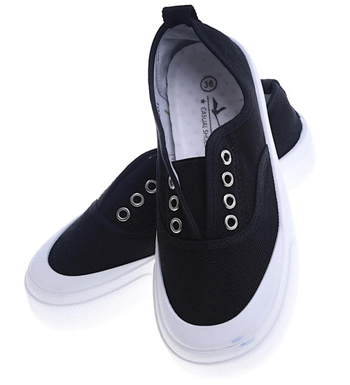 Wsuwane czarne trampki na platformie /B2-3 14072 S260/